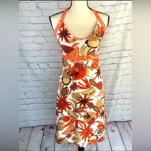 Patagonia Iliana Halter Dress Coral Tropical Built in Bra Organic Cotton